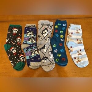 Siberian Husky Women’s Socks Husky Paw Print Socks Set Dog Socks size Small
